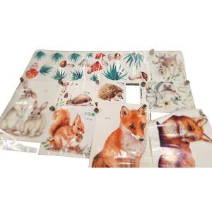 Watercolor Animal & Nature Wall Decal Set  DIY Decor Stickers Baby Room Craft Lo